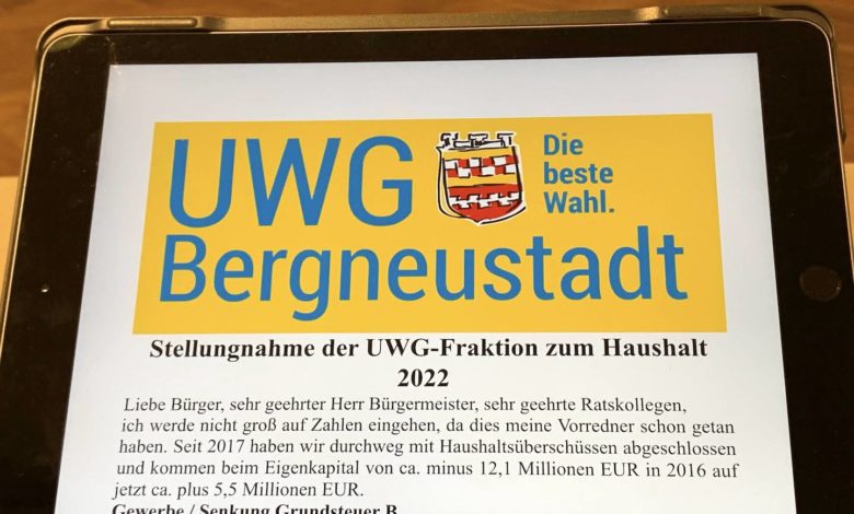 UWG Bergneustadt - Haushaltsrede 2022 - Jens-Holger Pütz