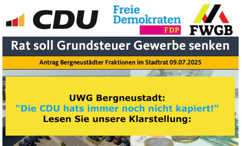 CDU, FDP und FWGB Bergneustadt wollen die Grundsteuer für Bürger erhöhen!